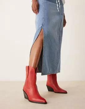 Красные сапоги в стиле вестерн с каблуком-вилкой Free People