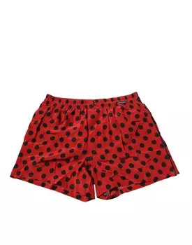 Красные шелковые в горошек шорты Плавки Dolce & Gabbana, Black and Red
