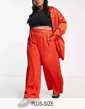 Красные широкие атласные брюки Vero Moda