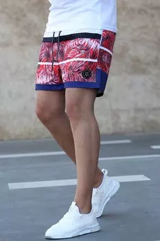 Красные шорты для плавания с узором в виде эмблемы 2954 MADMEXT