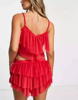 Красные шорты с оборками ASOS