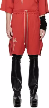 Красные шорты со скошенной кромкой Rick Owens Champion Edition