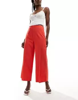 Красные сшитые на заказ льняные брюки-кюлоты ASOS DESIGN
