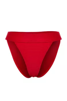 Красные текстурированные высокие плавки бикини Trendyol, красный