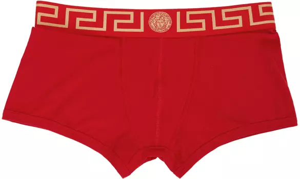 Красные трусы-боксеры с каймой Greca Versace Underwear