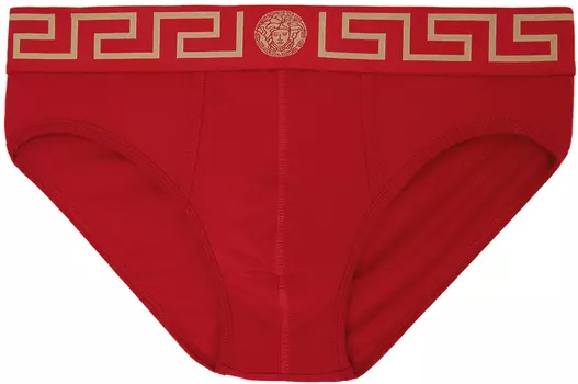 Красные трусы с каймой Greca Versace Underwear