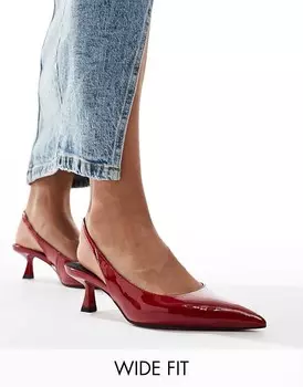 Красные туфли ASOS DESIGN Wide Fit – Stroll – с ремешком на пятке и средним каблуком, широкая посадка