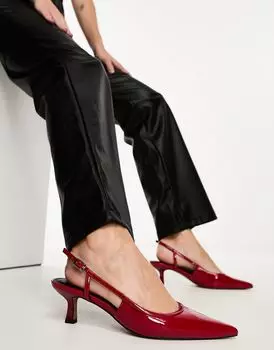 Красные туфли на каблуке с открытой пяткой ASOS DESIGN Strut