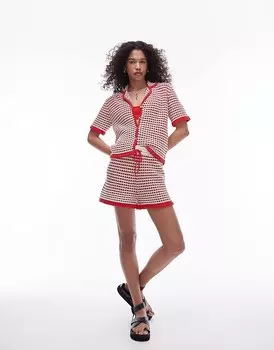 Красные вязаные короткие комбинезоны Topshop