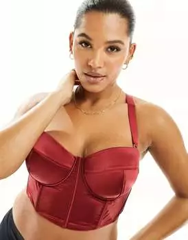 Красный атласный корсет на косточках со съемными бретелями ASOS Curve
