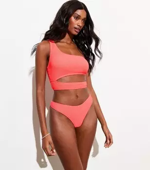 Красный бикини-топ на одно плечо с вырезами и жатой текстурой New Look, красный