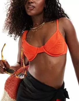 Красный бикини-топ с чашечками на косточках Daisy Street в тон со сборками