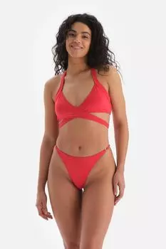 Красный бикини-топ с воротником-халтер Dagi