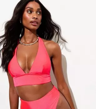 Красный бикини-топ с воротником-халтером New Look, красный