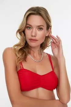 Красный бикини-топ со сборками Trendyol