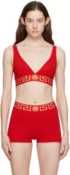 Красный бюстгальтер с каймой Greca Versace Underwear