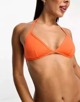 Красный бюстгальтер с треугольными чашечками и воротником-бретелькой Weekday Vega