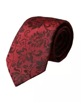 Красный цветочный шелковый парчовый регулируемый мужской галстук Dolce & Gabbana