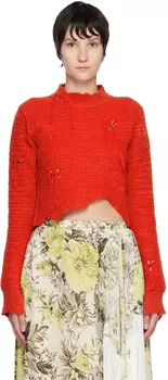 Красный деконструированный круглый вырез Acne Studios