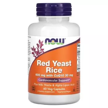 Красный дрожжевой рис Now Foods, 60 растительных капсул