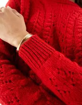 Красный джемпер косой вязки Mango