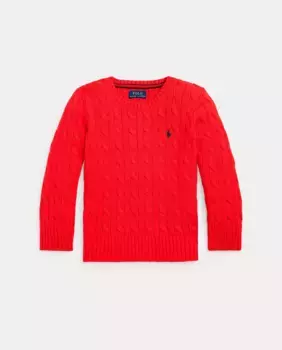 Красный хлопковый свитер косой вязки для мальчика Polo Ralph Lauren, красный