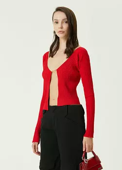 Красный кардиган с логотипом charm Jacquemus