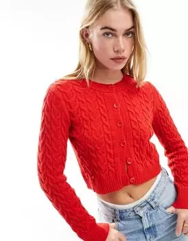 Красный кардиган Stradivarius