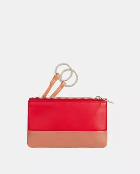 Красный кошелек на молнии из телячьей кожи с брелоком Dudu, красный
