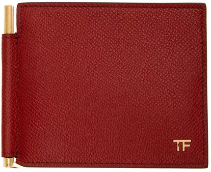 Красный кошелек с зажимом для денег TOM FORD