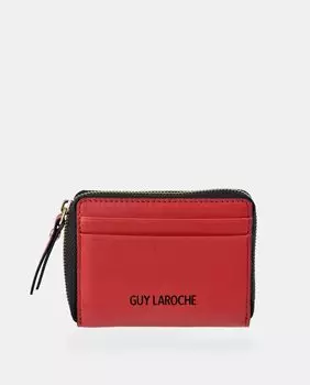Красный кожаный кошелек на молнии Guy Laroche, красный