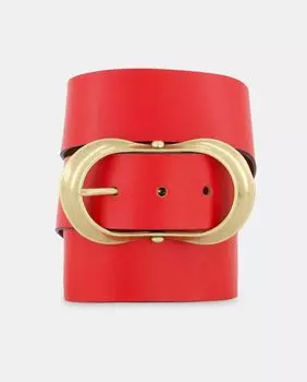 Красный кожаный ремень с двойной пряжкой El Caballo, красный