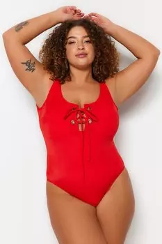 Красный купальник с детализацией «птичий глаз» Trendyol