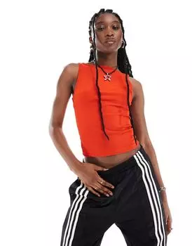 Красный летний топ с прозрачным вырезом COLLUSION