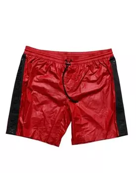 Красный логотип полиэстер пляжная одежда шорты купальники Dolce & Gabbana, черный/красный