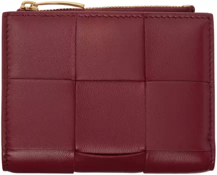 Красный маленький складной бумажник на молнии с кассетой Bottega Veneta