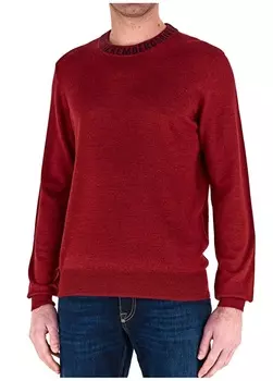 Красный мужской свитер с круглым вырезом Bikkembergs