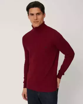 Красный мужской свитер с высоким воротником и 3D дизайном Harmont&Blaine