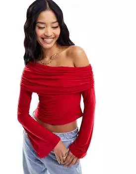 Красный облегающий топ на одно плечо ASOS