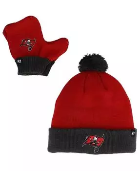Красный, оловянный комплект Tampa Bay Buccaneers Bam Bam для мальчиков и девочек с манжетами и варежками с помпоном '47 Brand, красный