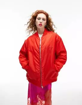 Красный оверсайз-бомбер Topshop