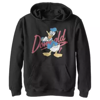 Красный пуловер с рисунком и портретом Disney's Donald Duck для мальчиков 8–20 лет с курсивом и текстовым логотипом Disney