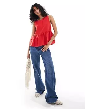 Красный расклешенный топ с завязками по бокам ASOS DESIGN