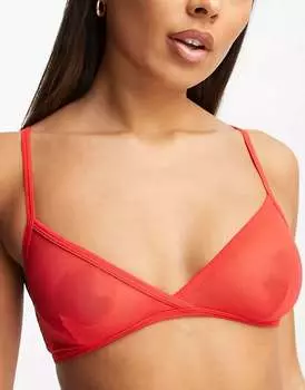 Красный сетчатый бралетт с треугольными чашками Weekday Bonnie