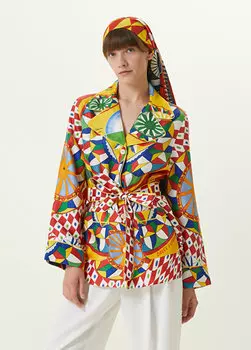 Красный шелковый жакет со смешанным узором Dolce&Gabbana