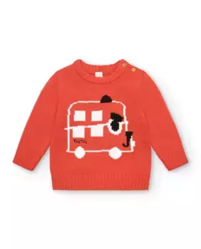Красный свитер для мальчика с изображением автобуса Tuc tuc