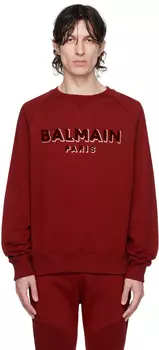 Красный свитшот Balmain с флокированным принтом