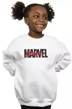 Красный свитшот с логотипом в виде шрифта Marvel, белый