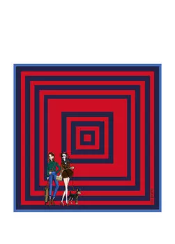 Красный, темно-синий шелковый шарф loco Un Poco