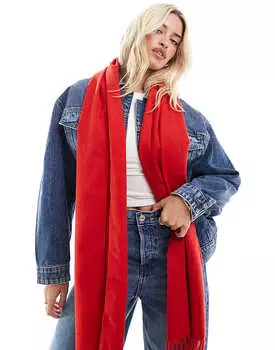 Красный тканый шарф с кисточками ASOS DESIGN